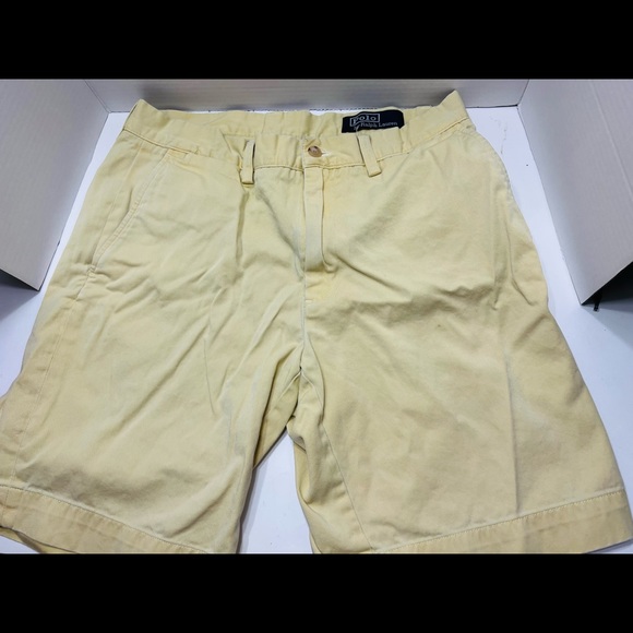 Men's POLO RALPH LAUREN Yellow/Khaki Cotton Classic Fit 9" Shorts Size 32 - Picture 2 of 6